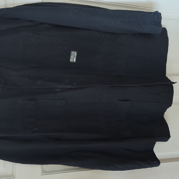 Vans Cotton Men’s Jacket Chore Coat Black Checkerboard Denim With Pockets XL - Picture 4 of 8